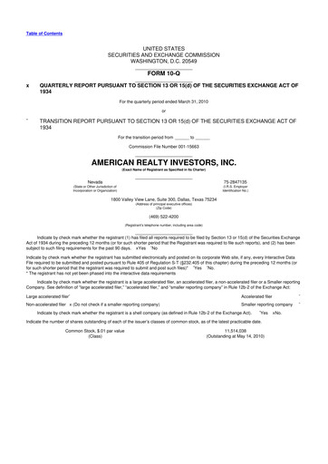 Thumbnail American Realty Investors 10-Q Quarterly Report FY 