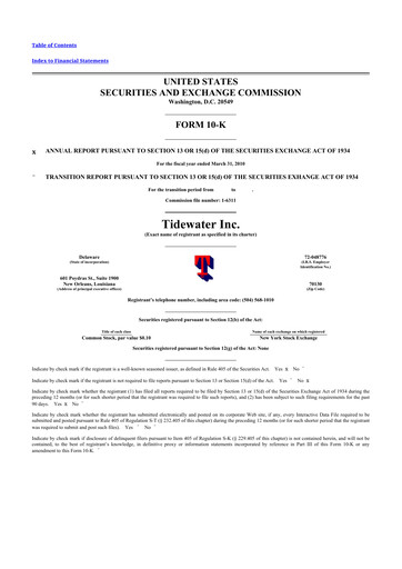 Thumbnail Tidewater 10-K Annual Report 