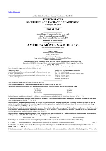 Thumbnail America Movil 20-F Annual Report 