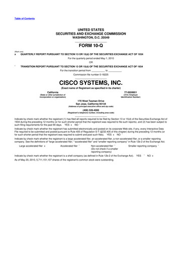 Thumbnail Cisco 10-Q Quarterly Report FY2010 