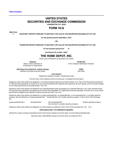 Thumbnail Home Depot 10-Q Quarterly Report FY2010 