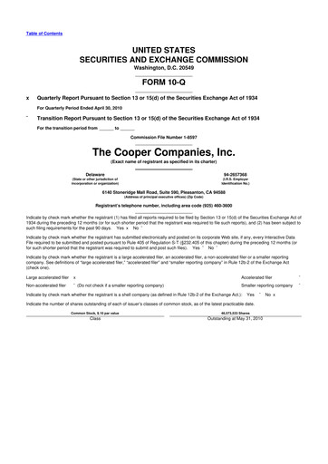 Thumbnail Cooper Companies 10-Q Quarterly Report FY 