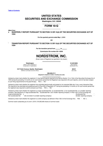 Thumbnail Nordstrom 10-Q Quarterly Report FY2010 