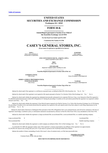 Thumbnail Casey's General Stores
 10-K Annual Report 