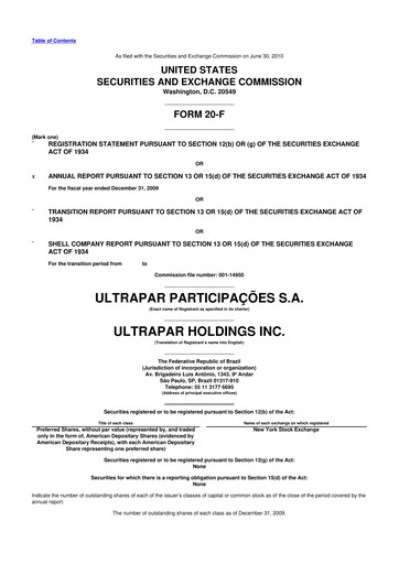 Thumbnail Ultrapar Participacoes 20-F Annual Report 