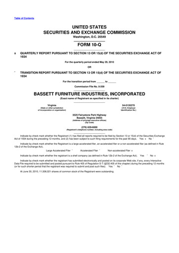 Thumbnail Bassett Furniture 10-Q Quarterly Report FY 