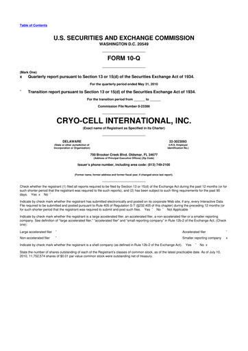 Thumbnail Cryo-Cell International 10-Q Quarterly Report FY 