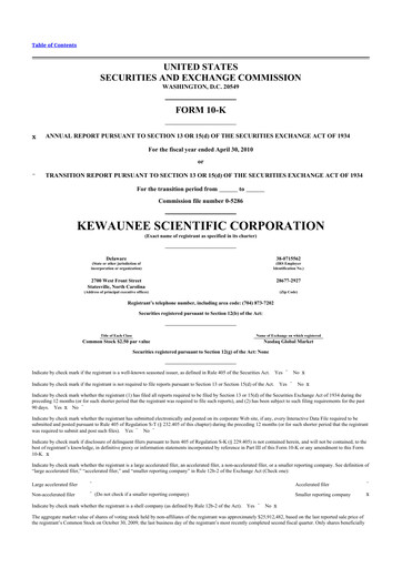 Thumbnail Kewaunee Scientific Corporation 10-K Annual Report 