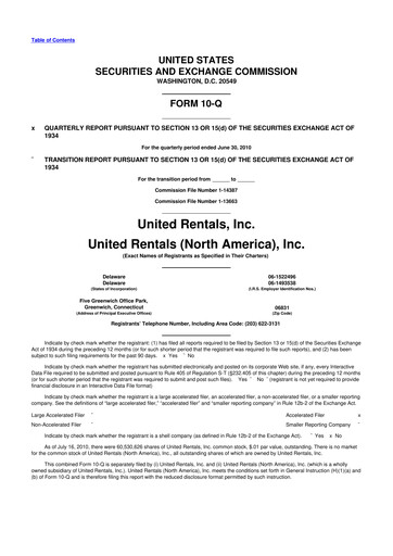 Thumbnail United Rentals
 10-Q Quarterly Report FY 