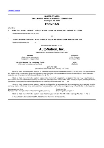 Thumbnail AutoNation 10-Q Quarterly Report FY 