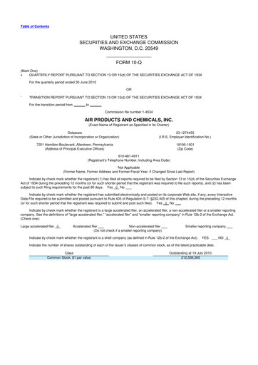 Thumbnail Air Products and Chemicals 10-Q Quarterly Report FY2010 