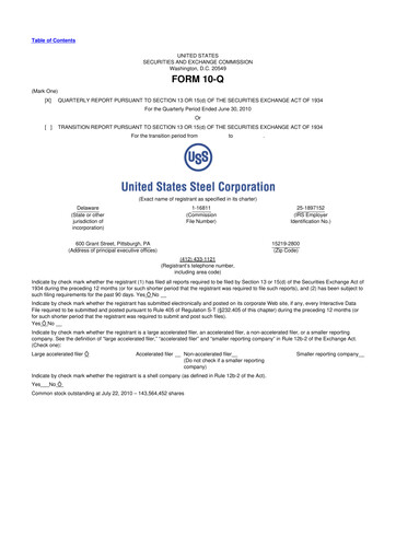 Thumbnail U.S. Steel
 10-Q Quarterly Report FY2010 