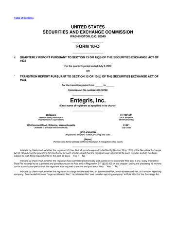 Vorschaubild Entegris 10-Q Quartalsbericht  