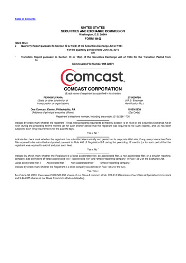 Vorschaubild Comcast 10-Q Quartalsbericht 2010 