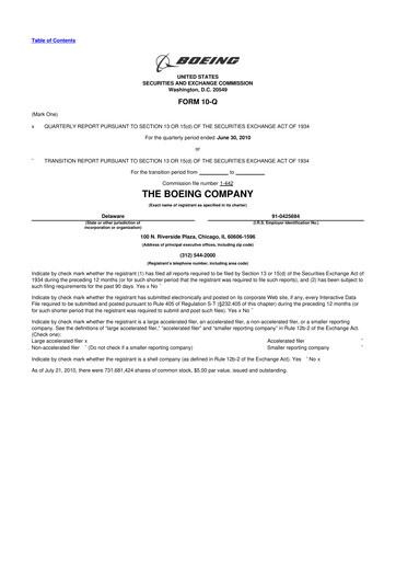 Thumbnail Boeing 10-Q Quarterly Report FY2010 