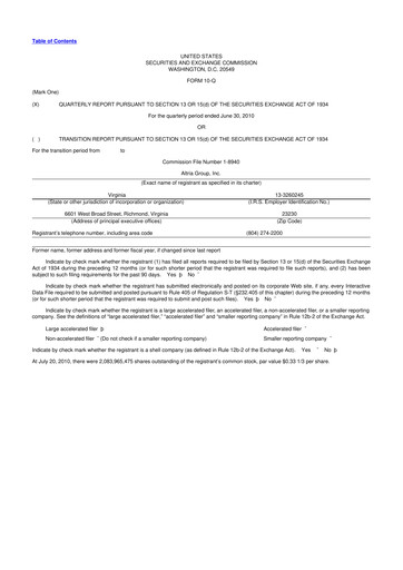 Vorschaubild Altria Group 10-Q Quartalsbericht  