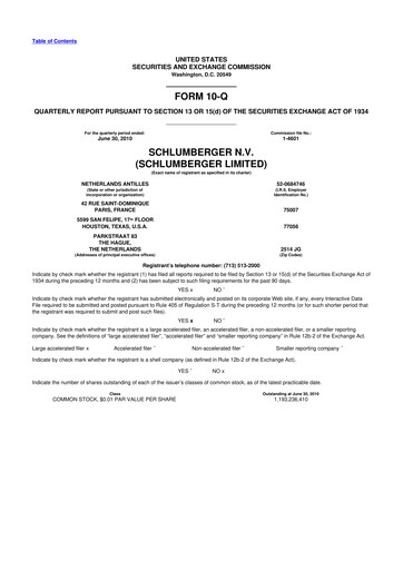 Thumbnail SLB (Schlumberger) 10-Q Quarterly Report FY2010 