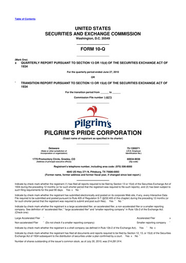 Thumbnail Pilgrim's Pride
 10-Q Quarterly Report FY 