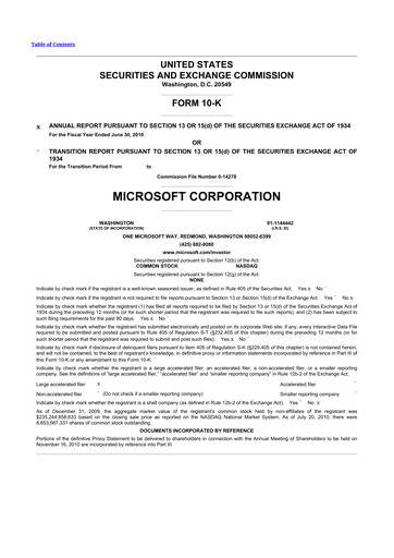 Thumbnail Microsoft 10-K Annual Report 2010