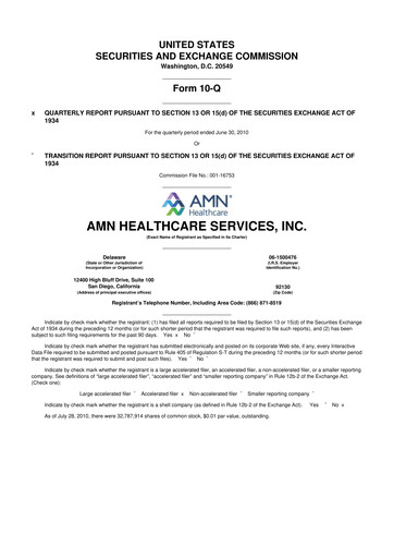 Thumbnail AMN Healthcare Services 10-Q Quarterly Report FY 