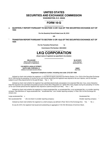 Thumbnail LKQ Corporation 10-Q Quarterly Report FY2010 