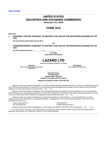 Thumbnail Lazard 10-Q Quarterly Report FY2010 
