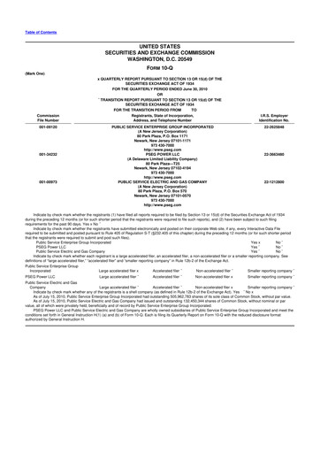 Thumbnail PSEG 10-Q Quarterly Report FY 