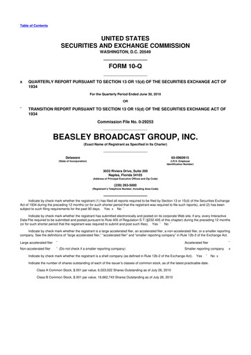 Thumbnail Beasley Broadcast Group
 10-Q Quarterly Report FY 