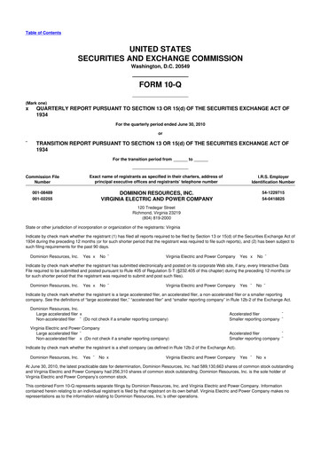 Vorschaubild Dominion Energy 10-Q Quartalsbericht 2010 