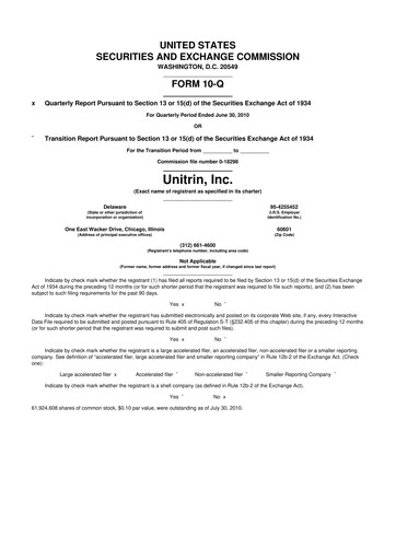 Thumbnail Kemper 10-Q Quarterly Report FY2010 