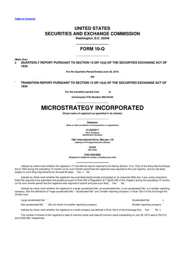 Thumbnail Strategy 
 (MicroStrategy) 10-Q Quarterly Report FY 