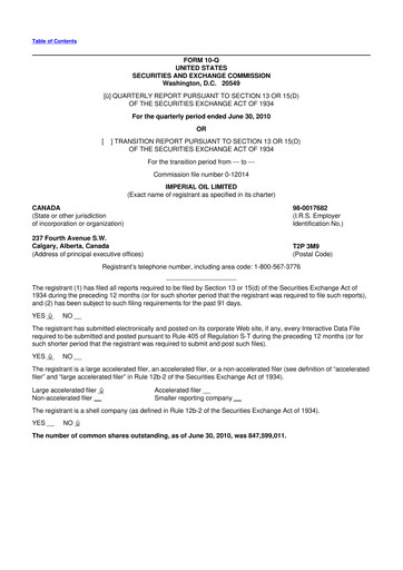 Vorschaubild Imperial Oil
 10-Q Quartalsbericht 2010 