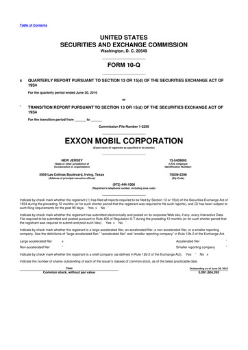 Thumbnail Exxon Mobil 10-Q Quarterly Report FY2010 