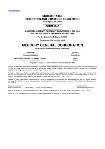 Thumbnail Mercury General
 10-Q Quarterly Report FY2010 