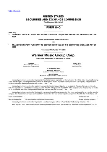 Thumbnail Warner Music Group
 10-Q Quarterly Report FY 