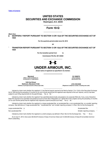 Thumbnail Under Armour
 10-Q Quarterly Report FY2010 
