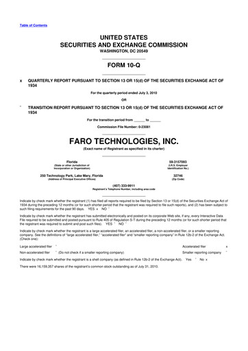 Thumbnail Faro Technologies
 10-Q Quarterly Report FY 