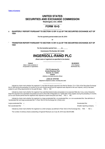 Vorschaubild Trane Technologies
 10-Q Quartalsbericht 2010 