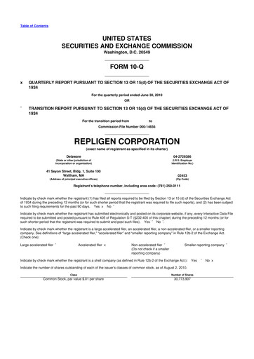 Thumbnail Repligen
 10-Q Quarterly Report FY 