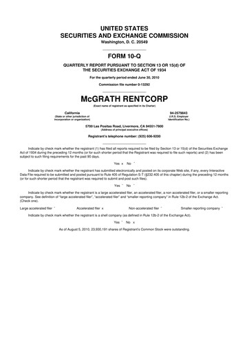 Miniature McGrath RentCorp
 10-Q Rapport trimestriel  