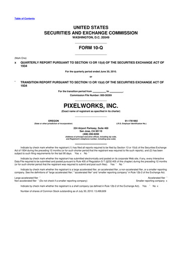 Thumbnail Pixelworks 10-Q Quarterly Report FY 