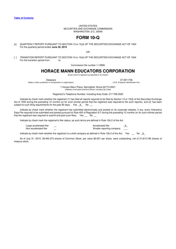 Thumbnail Horace Mann Educators 10-Q Quarterly Report FY 