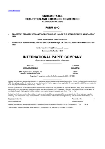 Thumbnail International Paper
 10-Q Quarterly Report FY2010 