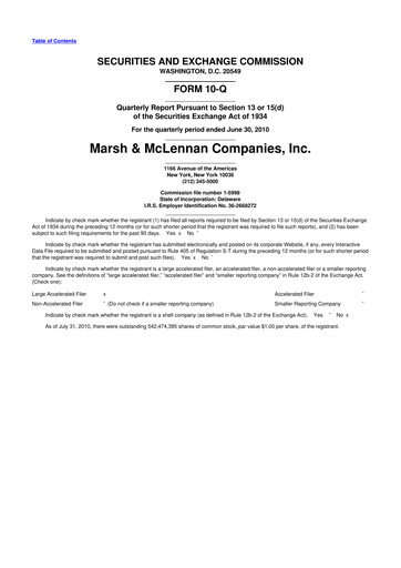 Thumbnail Marsh & McLennan Companies 10-Q Quarterly Report FY 
