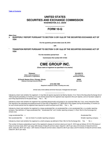 Thumbnail CME Group 10-Q Quarterly Report FY2010 