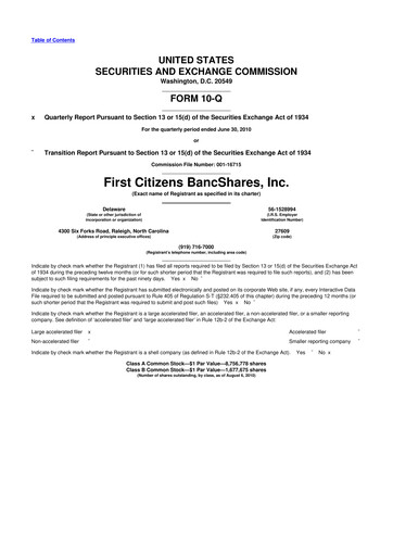 Thumbnail First Citizens BancShares
 10-Q Quarterly Report FY2010 