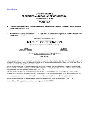 Thumbnail Markel Group 10-Q Quarterly Report FY2010 