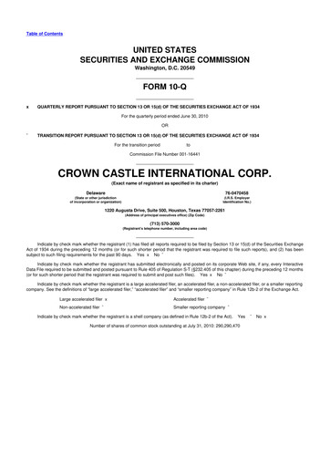 Thumbnail Crown Castle 10-Q Quarterly Report FY 