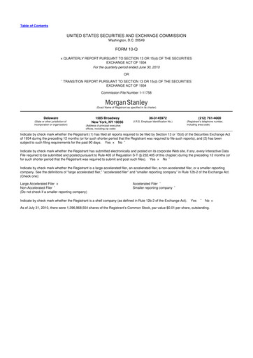 Thumbnail Morgan Stanley 10-Q Quarterly Report FY2010 