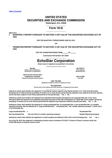 Vorschaubild EchoStar 10-Q Quartalsbericht 2010 